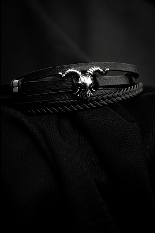 Gift for Him a Horned Beast Leather Cuff Daring Wrist Accessory