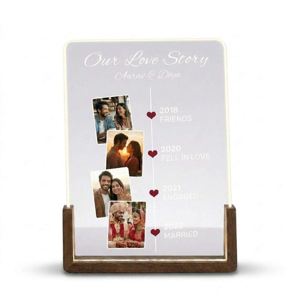 Our Love Story Timeline Photo LED Lamp