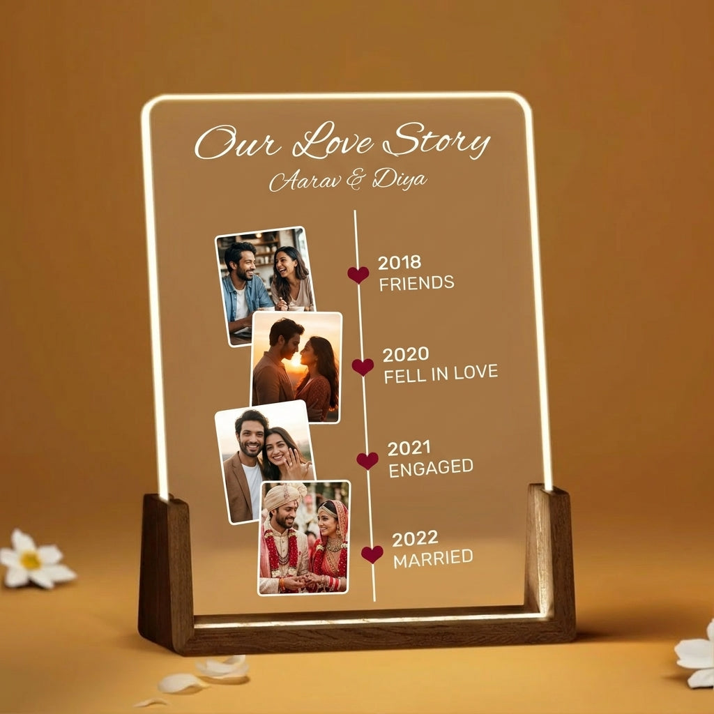 Our Love Story Timeline Photo LED Lamp