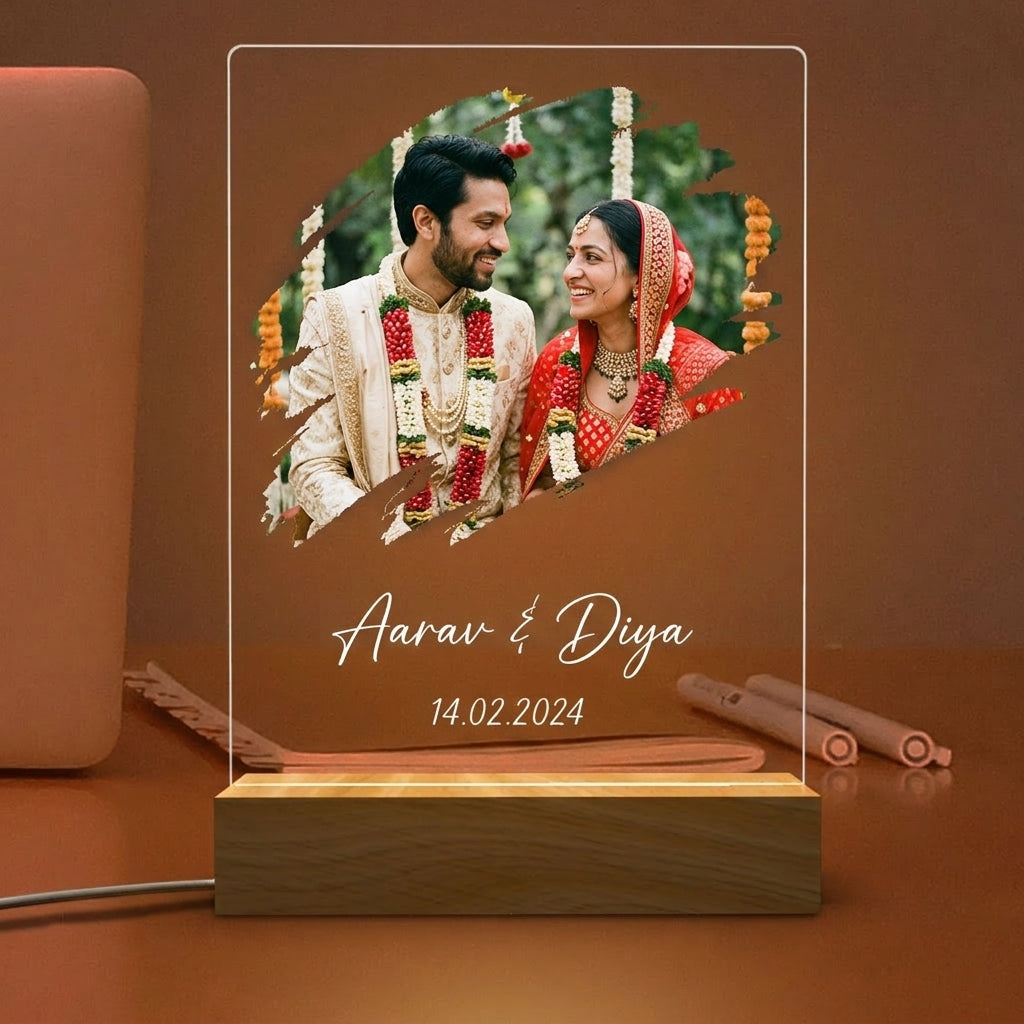 Couple Portrait Photo LED Lamp