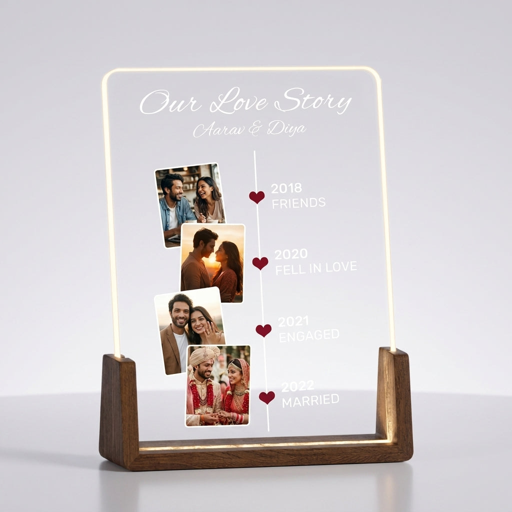 Our Love Story Timeline Photo LED Lamp