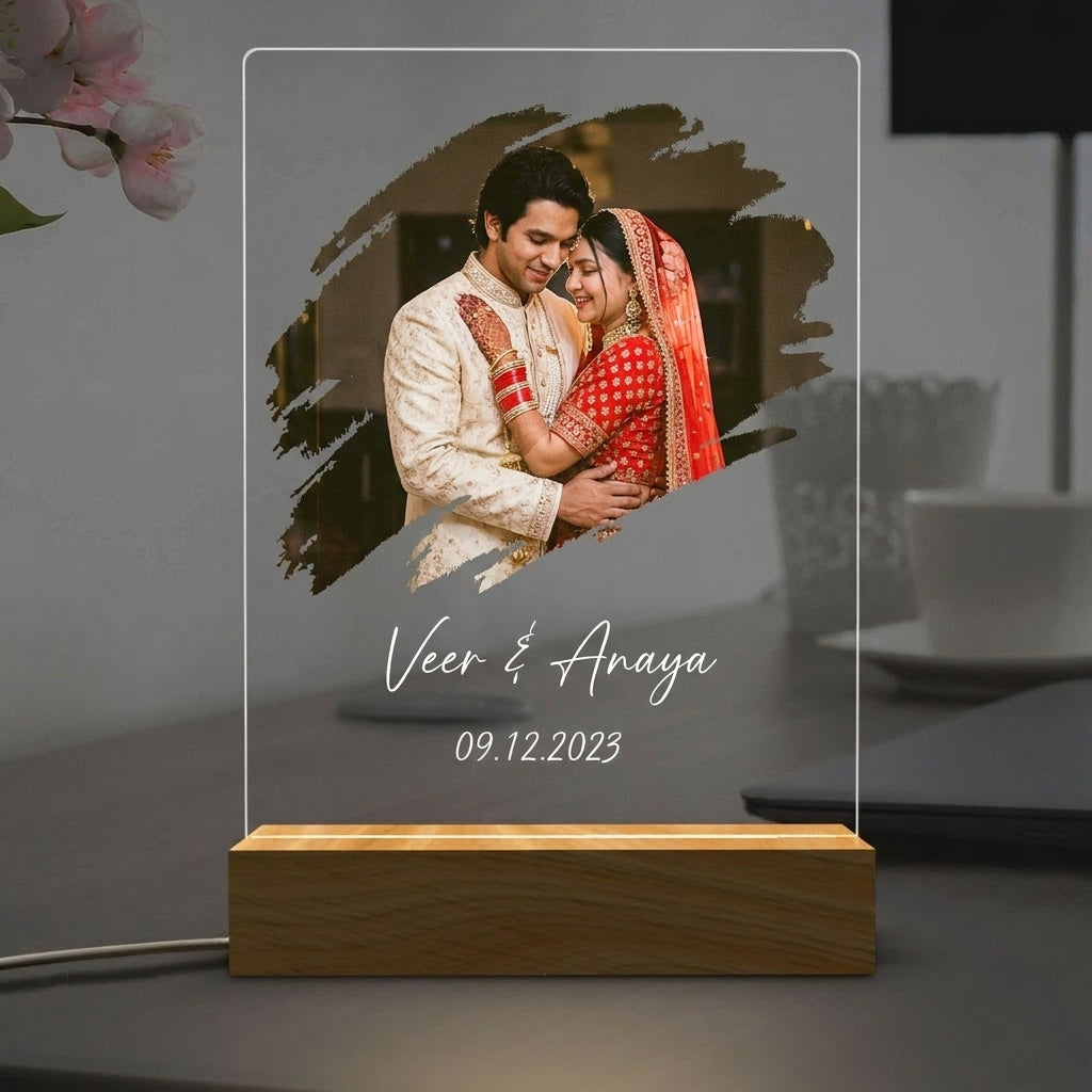 Couple Portrait Photo LED Lamp