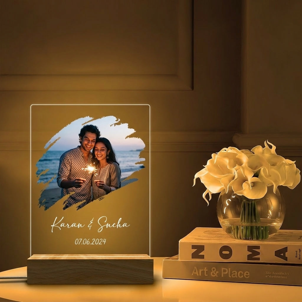 Couple Portrait Photo LED Lamp