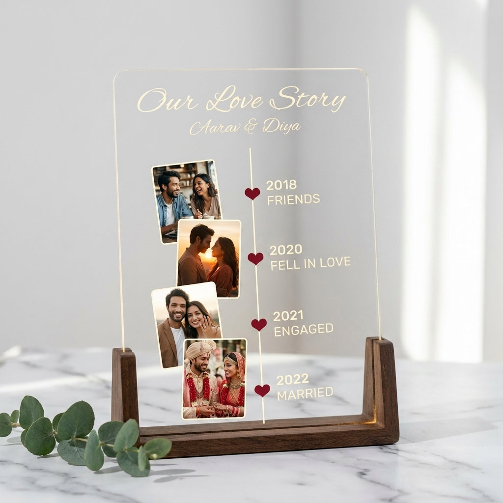 Our Love Story Timeline Photo LED Lamp