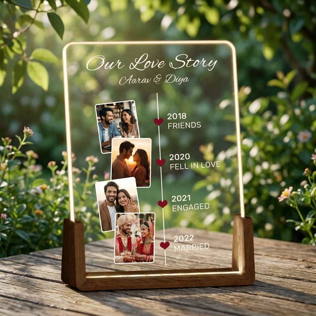 Our Love Story Timeline Photo LED Lamp
