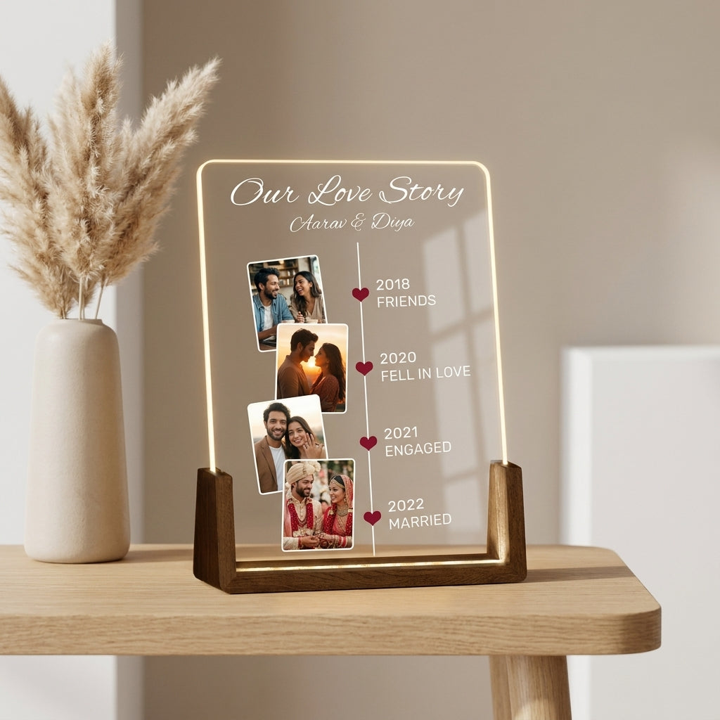 Our Love Story Timeline Photo LED Lamp