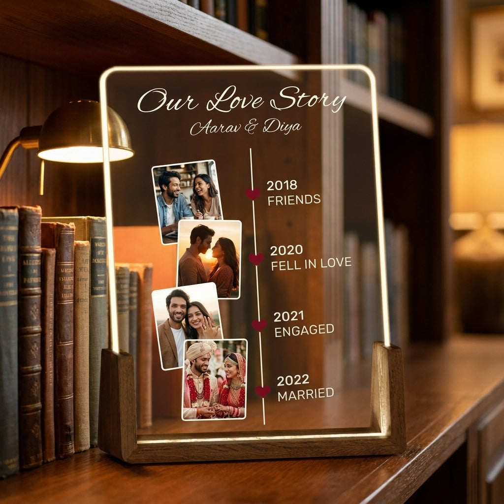 Our Love Story Timeline Photo LED Lamp