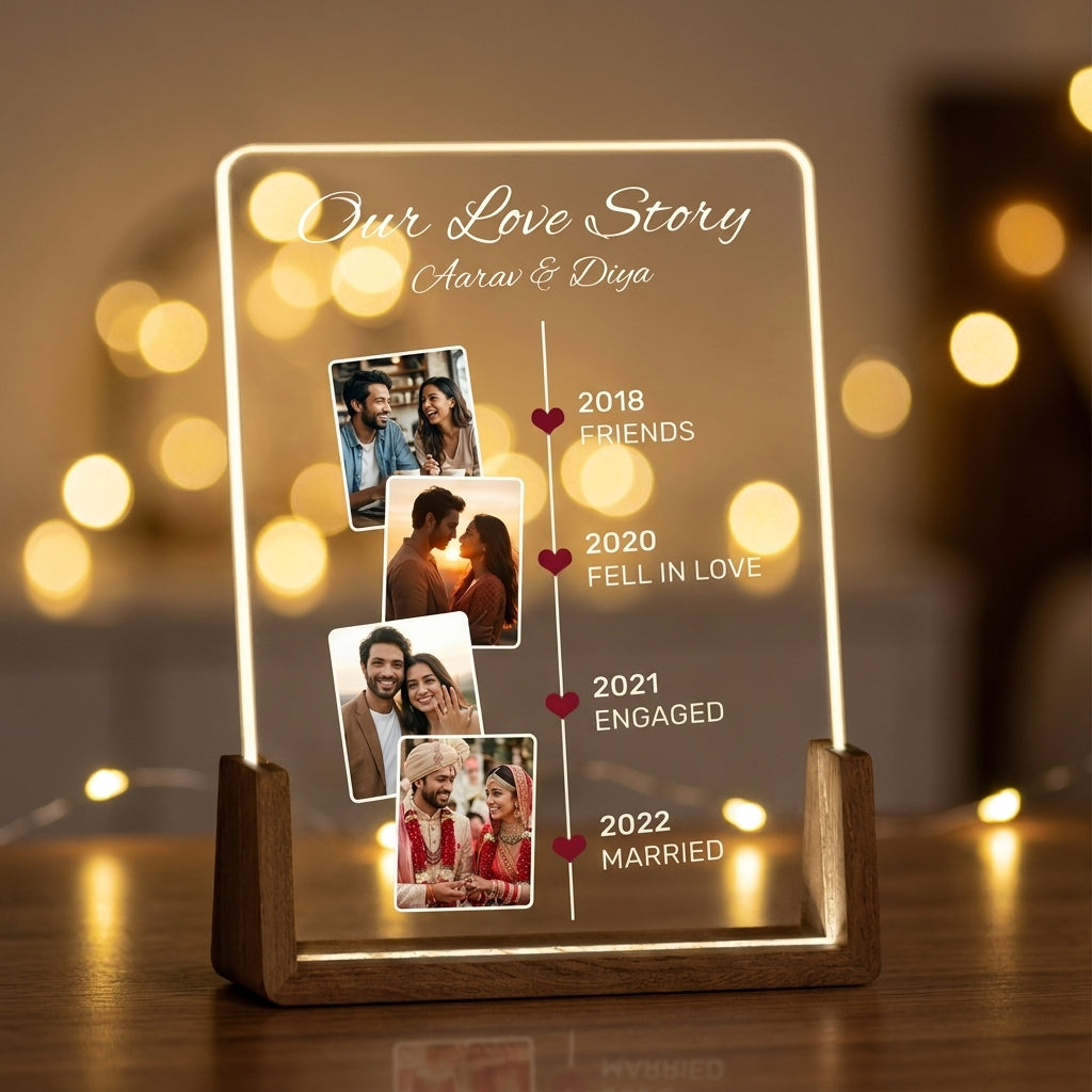 Our Love Story Timeline Photo LED Lamp