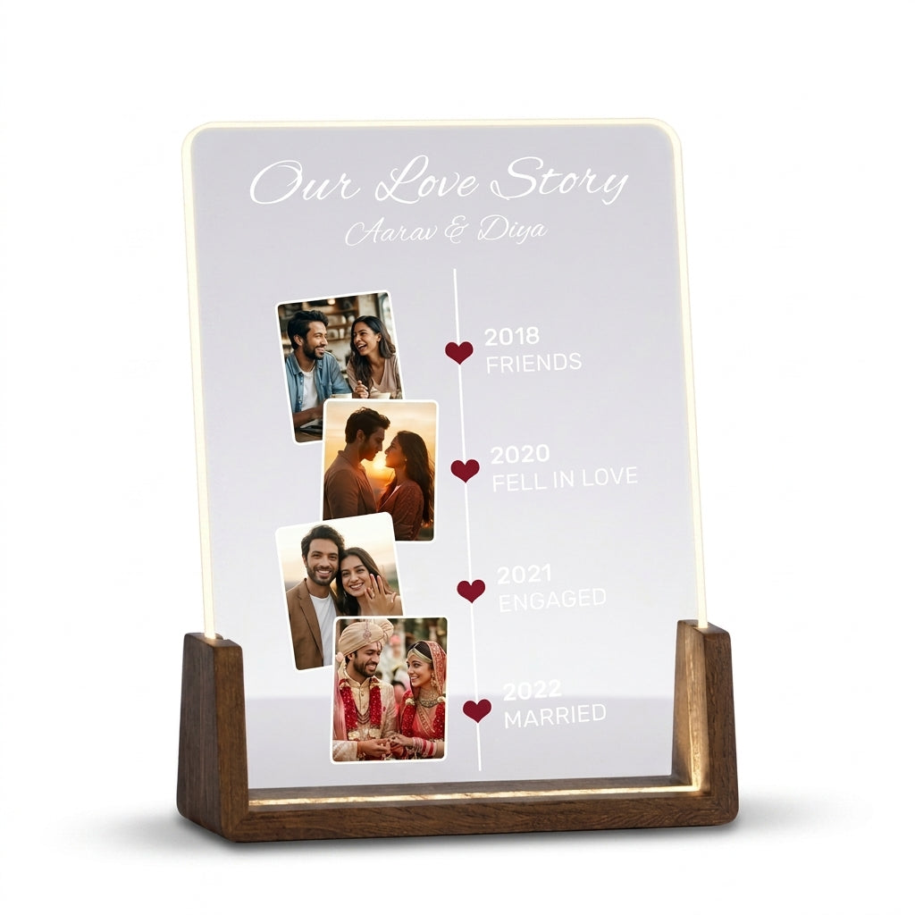Our Love Story Timeline Photo LED Lamp