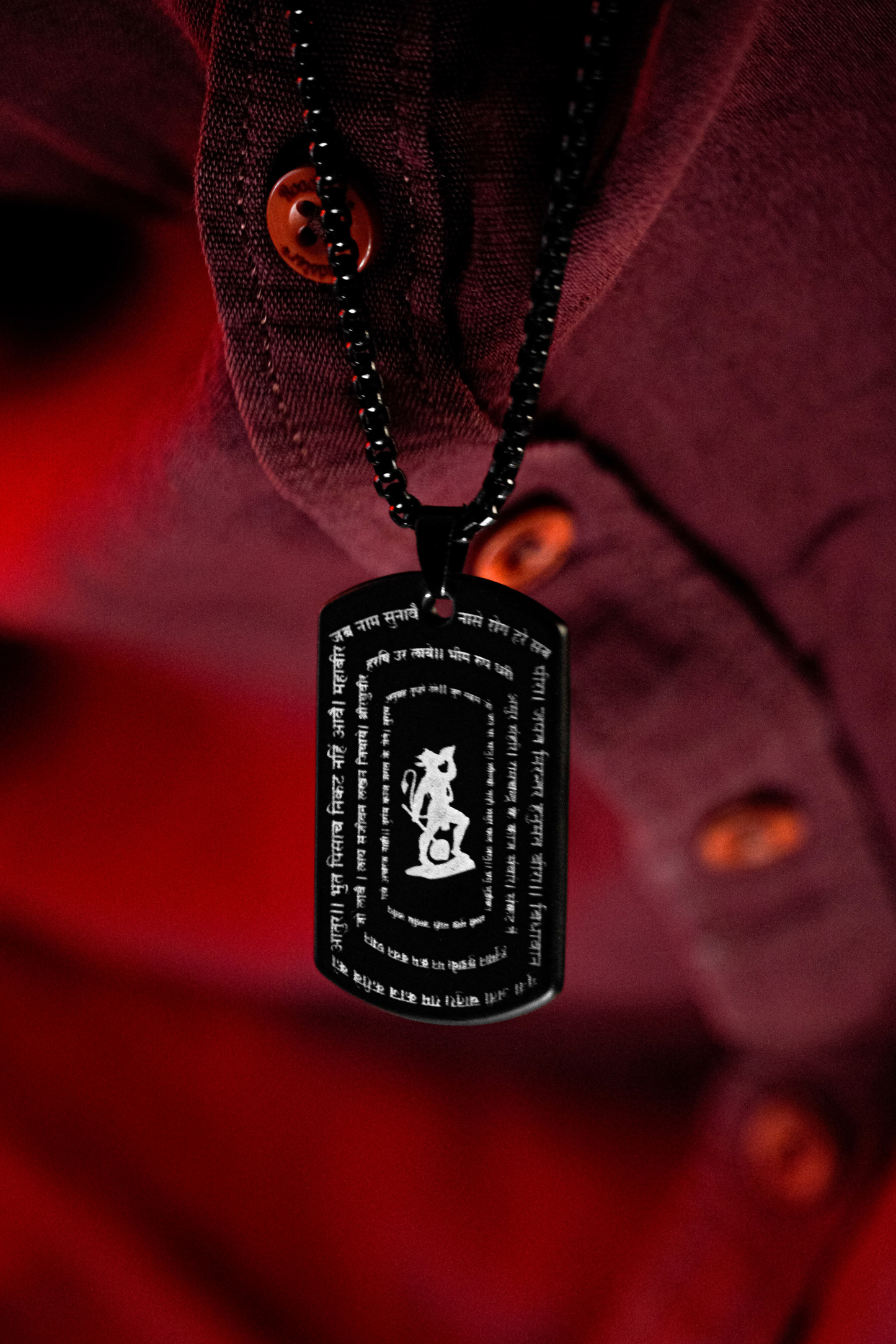 Hanuman Chalisa Engraved Pendant Necklace