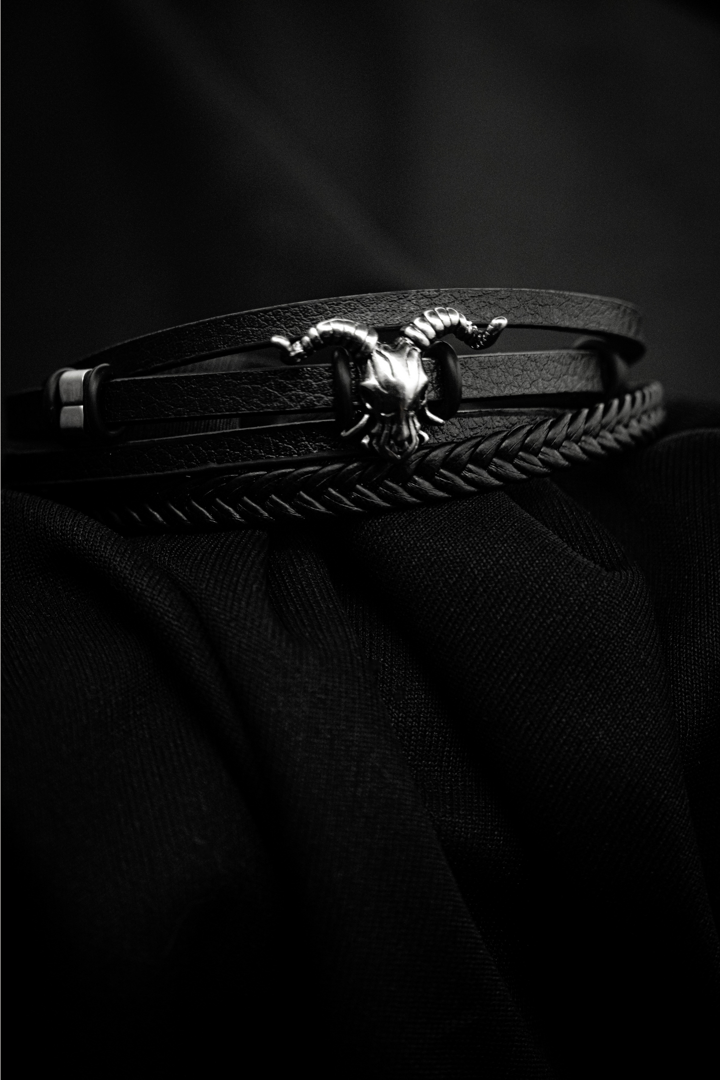 Horned Beast Leather Cuff