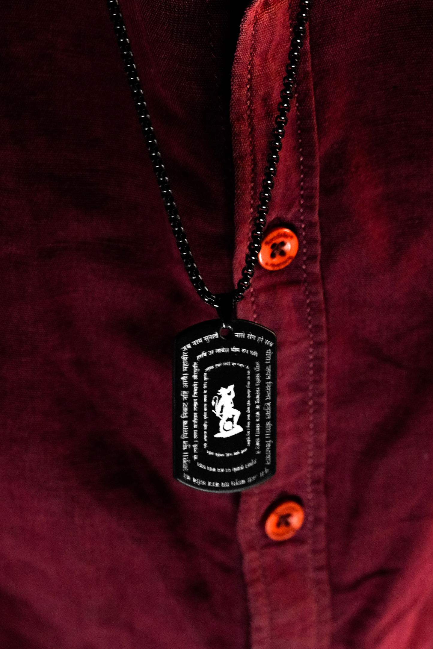 Hanuman Chalisa Engraved Pendant Necklace