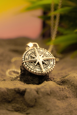 Silver Compass Necklace for Men