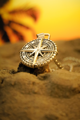 Silver Compass Necklace for Men