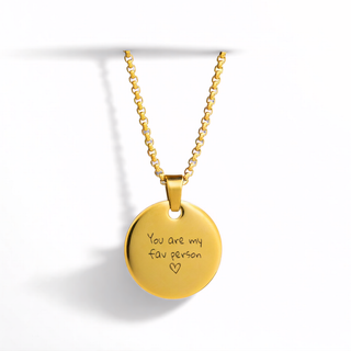 Personalized Handwritten Message Round Necklace