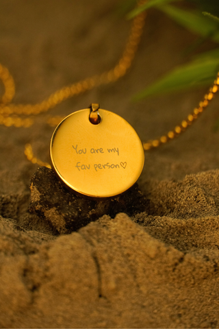 Personalized Handwritten Message Round Necklace