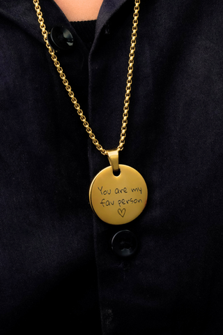 Personalized Handwritten Message Round Necklace