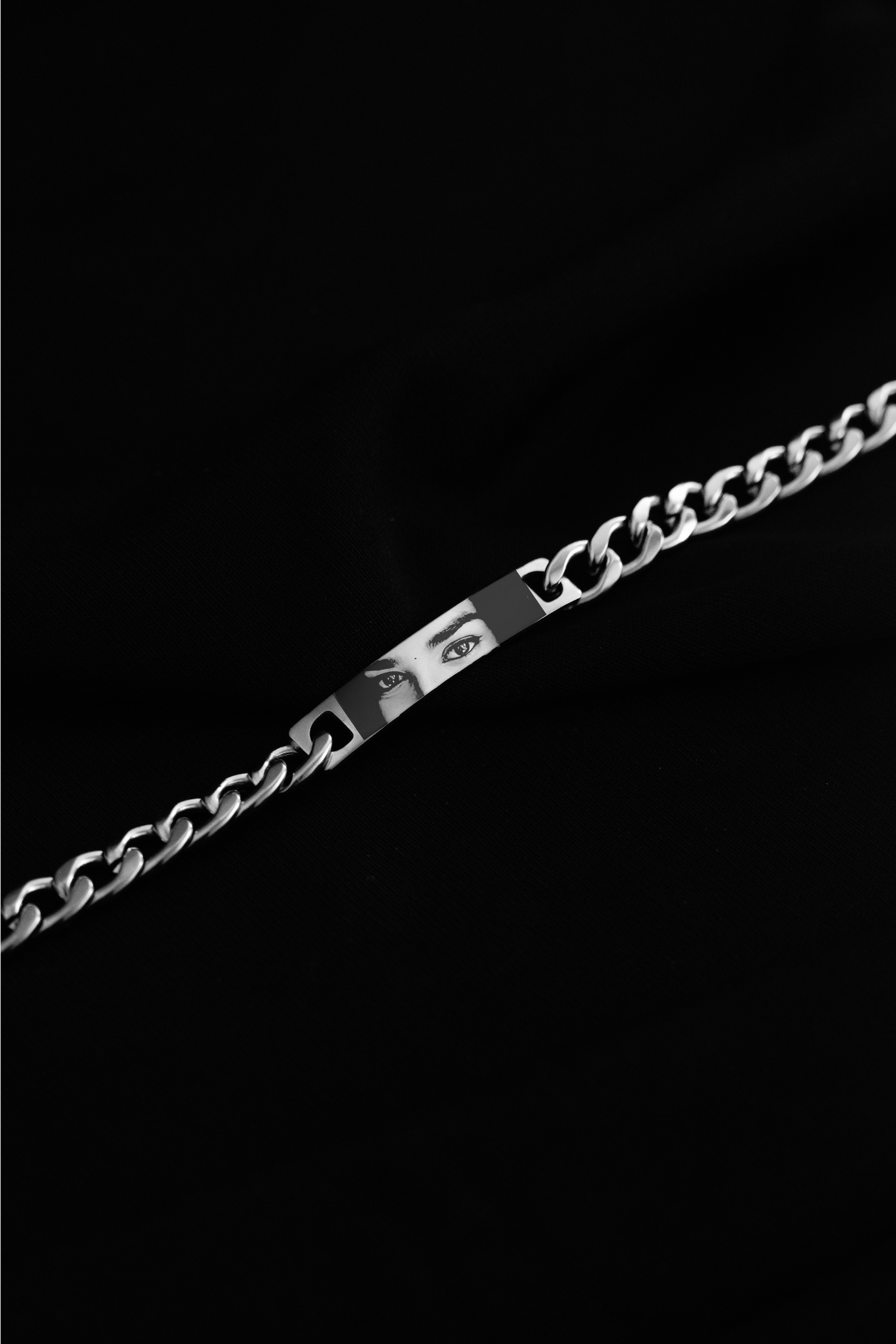 Customized Jewelry sleek silver bracelet detailed view