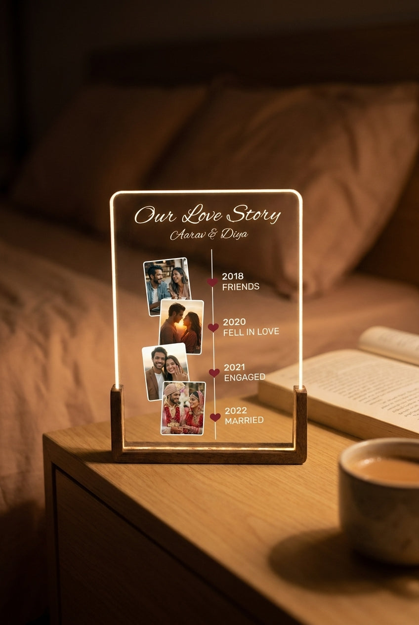 Our Love Story Timeline Photo LED Lamp