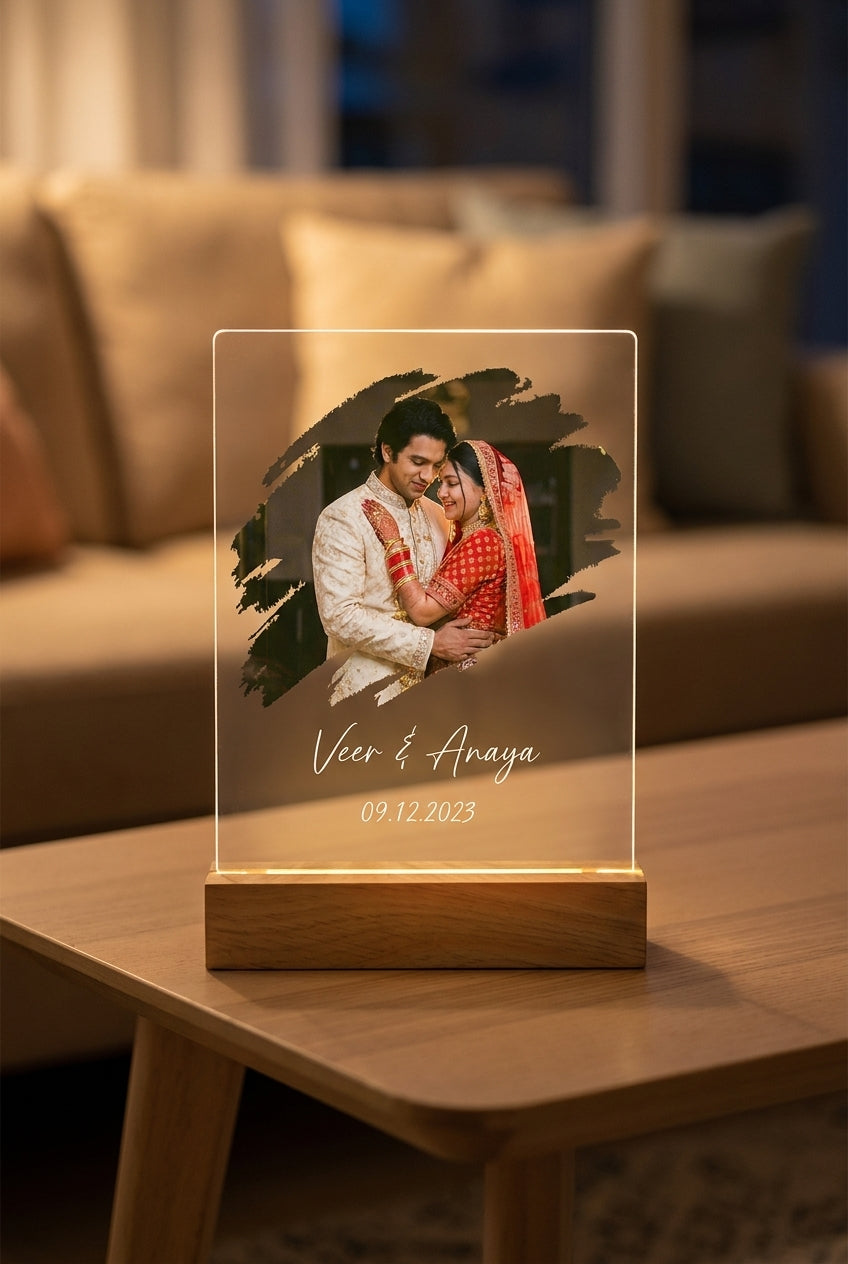 Couple Portrait Photo LED Lamp